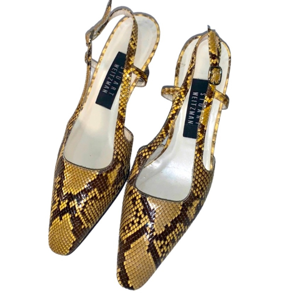 Stuart Weitzman Python Print Slingback Heels - image 1